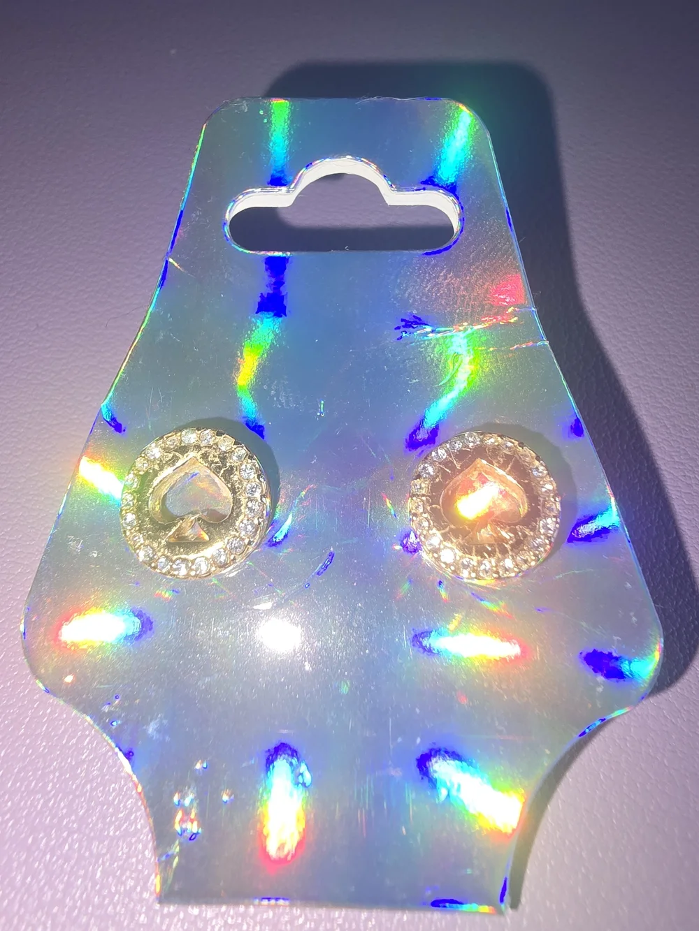 Kate Spade Gold Heart Spade Crystal Stud Earrings - Like New, Women Accessories